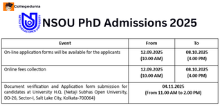 NSOU Ph.D Admissions 2025 Live Now; Apply by October 8